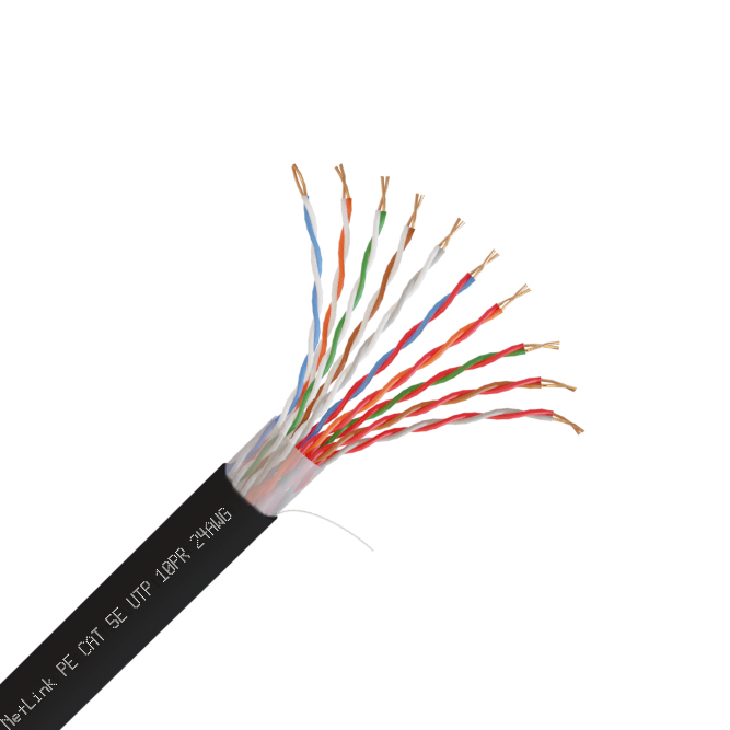 Кабель NetLink NL-CU UTP 10PR 24AWG CAT5  черный внешний